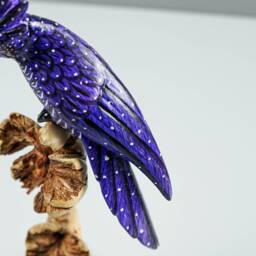 Purple Parrot Statue, Painted Sculpture, Wood Carving Figure, Bird Handmade, Aesthetic Room Decor, Personalized Gifts, Gift For Him - thumbnail 4