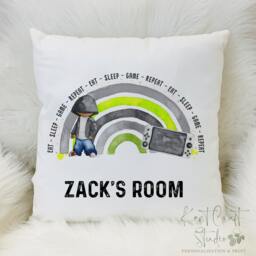 Personalised Boys Rainbow Gamer Gaming Cushion Gift - thumbnail 2