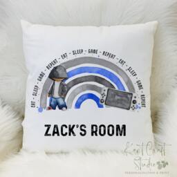 Personalised Boys Rainbow Gamer Gaming Cushion Gift - thumbnail 3