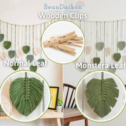Macrame Leaves Garland, Jungle Nursery Decor, Green Boho Bunting, Wall Hanging L09 - thumbnail 3
