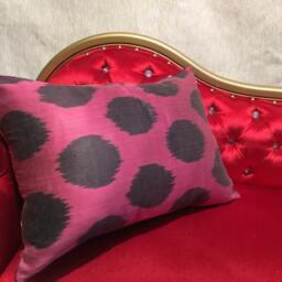 Ikat Throw Pillow Cover - Silk Uzbek Loomed Velvet Custom Reading Decor Pillows - thumbnail 2