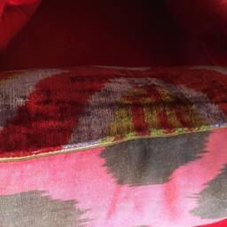 Ikat Throw Pillow Cover - Silk Uzbek Loomed Velvet Custom Reading Decor Pillows - thumbnail 3