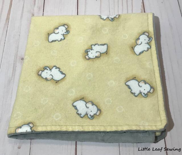Lovey Blanket, Elephant Yellow Flannel Minky Blanket For Boy, Security Lovey Baby - image 1
