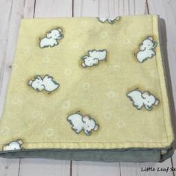 Lovey Blanket, Elephant Yellow Flannel Minky Blanket For Boy, Security Lovey Baby - thumbnail 2