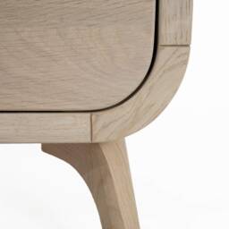 Whitened Oak Bedside Table With Shelf & Drawer, Solid Oak Nightstand, Side Table, End Table Art Deco Sofa Handmade Custom Furniture - thumbnail 4