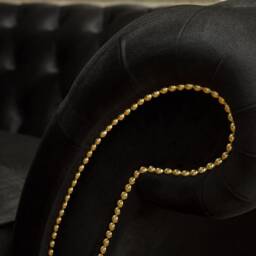 Unique British Handmade Black Velvet 3 Seater Chesterfield Sofa - Reflex Cushion Seat - thumbnail 3