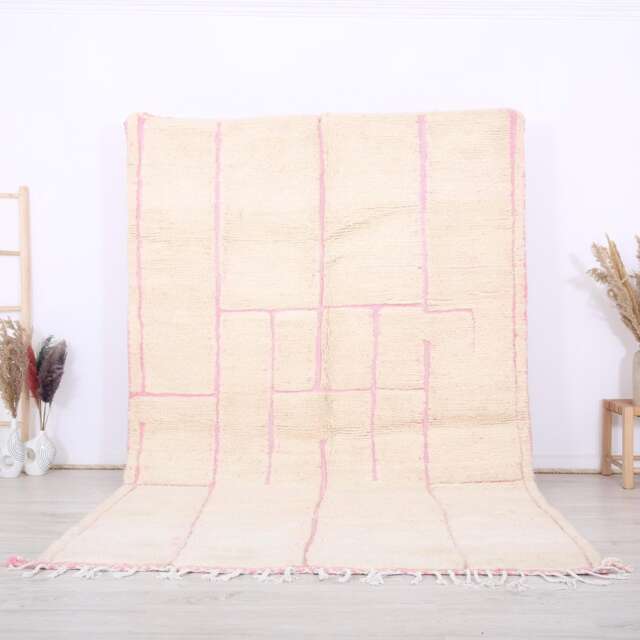 Unique Moroccan Pink Rug - Colorful Berber Traditional Long Wool Authentic -Beni Ourain Rug - image 1