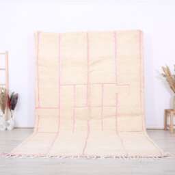 Unique Moroccan Pink Rug - Colorful Berber Traditional Long Wool Authentic -Beni Ourain Rug - thumbnail 1