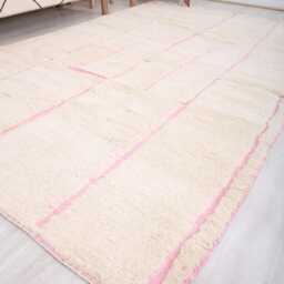 Unique Moroccan Pink Rug - Colorful Berber Traditional Long Wool Authentic -Beni Ourain Rug - thumbnail 2