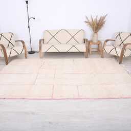 Unique Moroccan Pink Rug - Colorful Berber Traditional Long Wool Authentic -Beni Ourain Rug - thumbnail 4