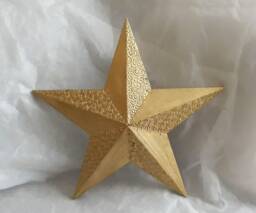 Hand Painted Wooden Star Wall Art, Textured Gold Spiral Design, 39cm - thumbnail 1
