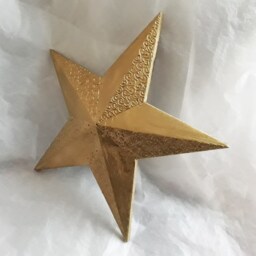 Hand Painted Wooden Star Wall Art, Textured Gold Spiral Design, 39cm - thumbnail 3