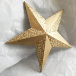 Hand Painted Wooden Star Wall Art, Textured Gold Spiral Design, 39cm - thumbnail 2
