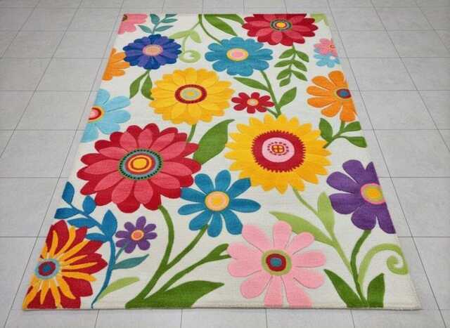 Hand Tufted Wool Rug, Floral Natural, Ivory/Multi-Home Decor - image 1