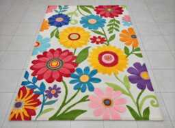 Hand Tufted Wool Rug, Floral Natural, Ivory/Multi-Home Decor