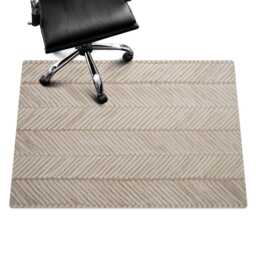Braided Herringbone Pattern Vinyl Floor Protector, Beige Chair Desk Mat, Texture Gaming Mat - thumbnail 3