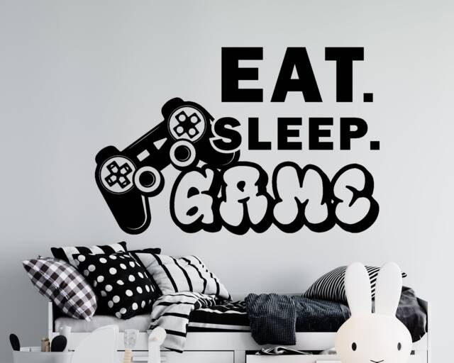Eat Sleep Game Vinyl Wall Decal Teen Gamer Room Decor - image 1