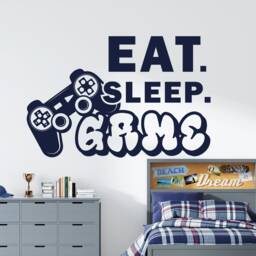 Eat Sleep Game Vinyl Wall Decal Teen Gamer Room Decor - thumbnail 2