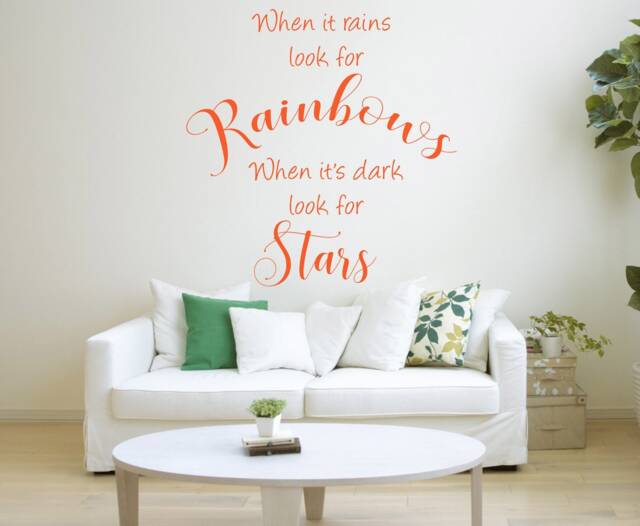 When It Rains Look For Rainbows, When It's Dark Stars Quote, Vinyl Wall Sticker, Decal. Home Decor. Inspirational Motivational - image 1