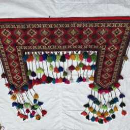 Wall Decor Handwoven Afghan Tapestry 5Ft Wide, Turkmen Tribal Traditional Textile Bohemian Decor - thumbnail 4