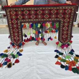 Wall Decor Handwoven Afghan Tapestry 5Ft Wide, Turkmen Tribal Traditional Textile Bohemian Decor - thumbnail 2
