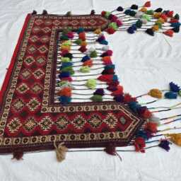 Wall Decor Handwoven Afghan Tapestry 5Ft Wide, Turkmen Tribal Traditional Textile Bohemian Decor - thumbnail 3