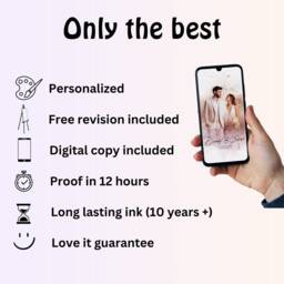 Custom Watercolour Couple Portrait - Unique Wedding Print For Anniversary Or Keepsake Gift - thumbnail 3
