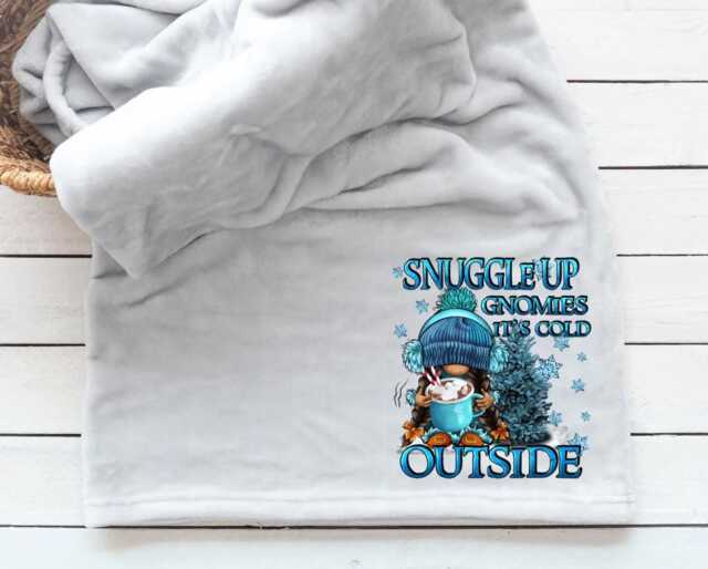Christmas Blanket - Snuggle Up Gnomies- Gonk Free Personalisation - image 1