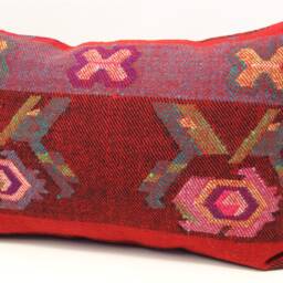 Turkish Kilim Pillow Cover 16x24, Ethnic Lumbar Cushion - thumbnail 3