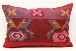 Turkish Kilim Pillow Cover 16x24, Ethnic Lumbar Cushion