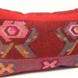 Turkish Kilim Pillow Cover 16x24, Ethnic Lumbar Cushion - thumbnail 2