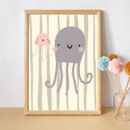 Jellyfish & Octopus Print. Kids Under The Sea Print Perfect For A Playroom, Kids Room Or Nursery - Print Only - thumbnail 2