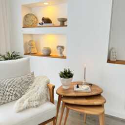 Chestnut Nesting Coffee Table Set Mid-Century Modern Side Tables For Living Room - thumbnail 4