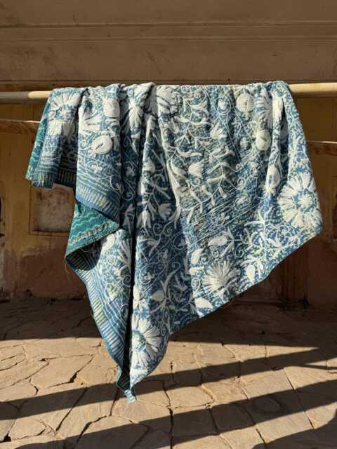 Handmade Suzani Kantha Quilt - Vintage Boho Bedspread - image 1