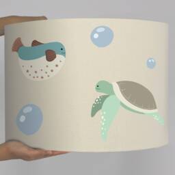 Lampshade Nursery Marine Animals Whale Turtle Fish Baby Lamp Children's Cream - thumbnail 3
