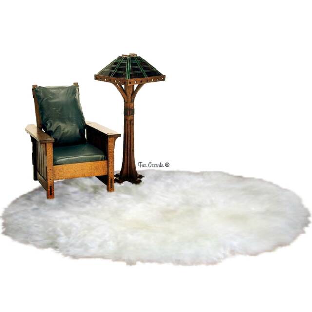 White Round Shag Rug - Large Faux Sheepskin Luxury Fur Shaggy Soft Handmade Designer Rugs Accents Usa - image 1