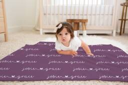 Personalized Swaddle Baby Blanket Gifts Shower Gift Newborn Watch Me Grow Monogram - thumbnail 1