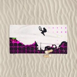 Mountain Bike Beach Towel Blotter Original Art - 70x35