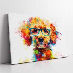 Colorful Goldendoodle Dog Pet Abstract Modern Oil Painting Wall Art, Framed Canvas Poster Print, Home Kitchen Office Room Decor, Gifts - thumbnail 2