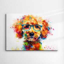 Colorful Goldendoodle Dog Pet Abstract Modern Oil Painting Wall Art, Framed Canvas Poster Print, Home Kitchen Office Room Decor, Gifts - thumbnail 3