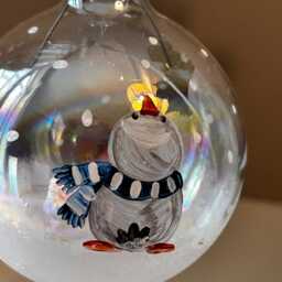 Hand Painted Penguin Glass Bauble - thumbnail 2