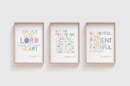 Set Of 3 Kids Bible Verse Prints, Christian Wall Art, Nursery Sunday School Decor, Scripture Posters, Church - thumbnail 1