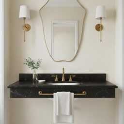 Curved Shield Mirror - Asymmetrical Bathroom Vanity Wall - thumbnail 2