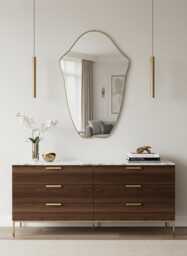 Curved Shield Mirror - Asymmetrical Bathroom Vanity Wall - thumbnail 1