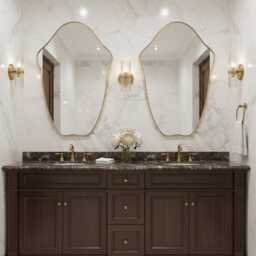 Curved Shield Mirror - Asymmetrical Bathroom Vanity Wall - thumbnail 3