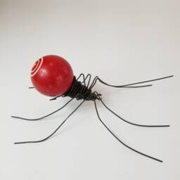 Red Three Pool Ball Spider Repurposed Art, Free Shipping in Us - thumbnail 2