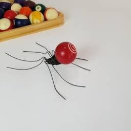 Red Three Pool Ball Spider Repurposed Art, Free Shipping in Us - thumbnail 4