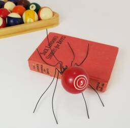 Red Three Pool Ball Spider Repurposed Art, Free Shipping in Us - thumbnail 1