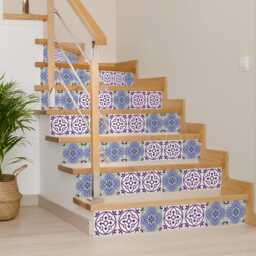 Decals Bathroom Purple Tile Set Of 24 Tiles Decals Stickers For Walls Kitchen Bathroom Wall N8 - thumbnail 1