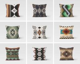 Turkish Style Kilim Print Cushion Cover-Rug Design Pillow-Authentic Cover-Home Decor Cushion-Gift For Her Cushion-Handmade Material - thumbnail 1